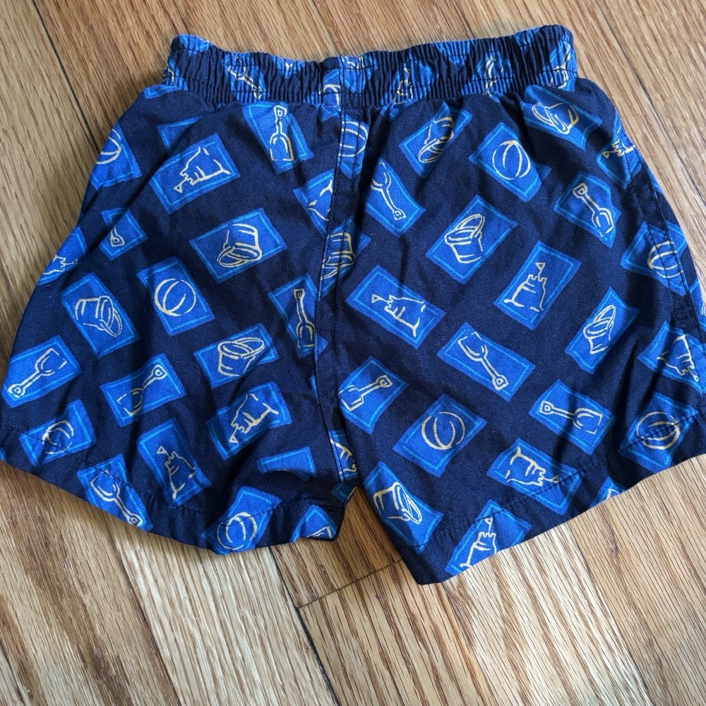 Nautica Baby Boy Swim Trunks 3-6 Mths Blue Swimsuit Shorts lined Buckets Shovels
